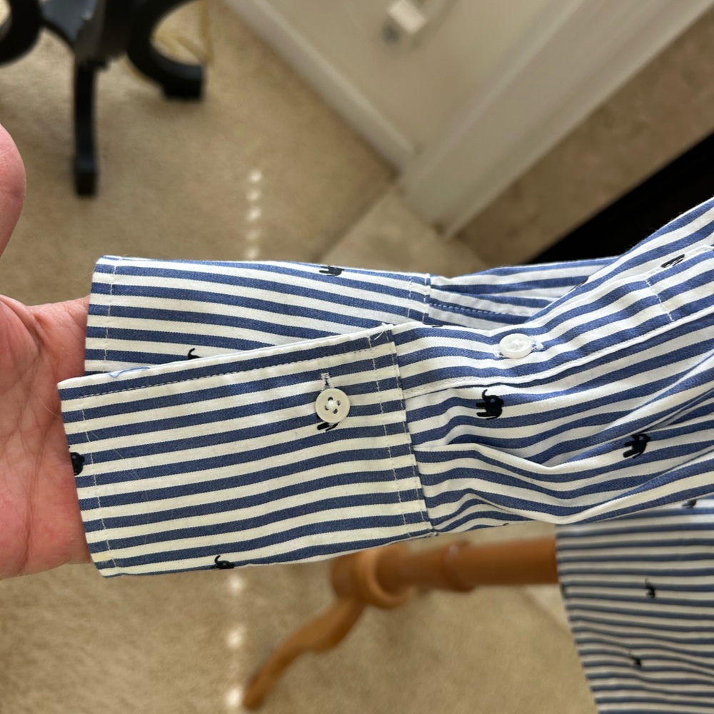 Banana Republic Navy and White Striped RILEY Tailored Shirt - Picture 3 of 8